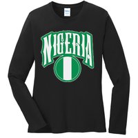 Love Nigeria With Nigerian Flag Inside A Circle Ladies Long Sleeve Shirt