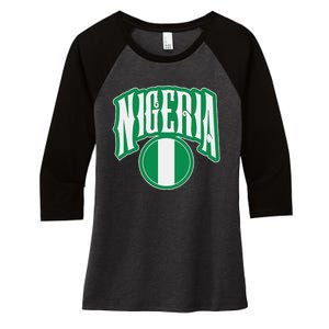 Love Nigeria With Nigerian Flag Inside A Circle Women's Tri-Blend 3/4-Sleeve Raglan Shirt