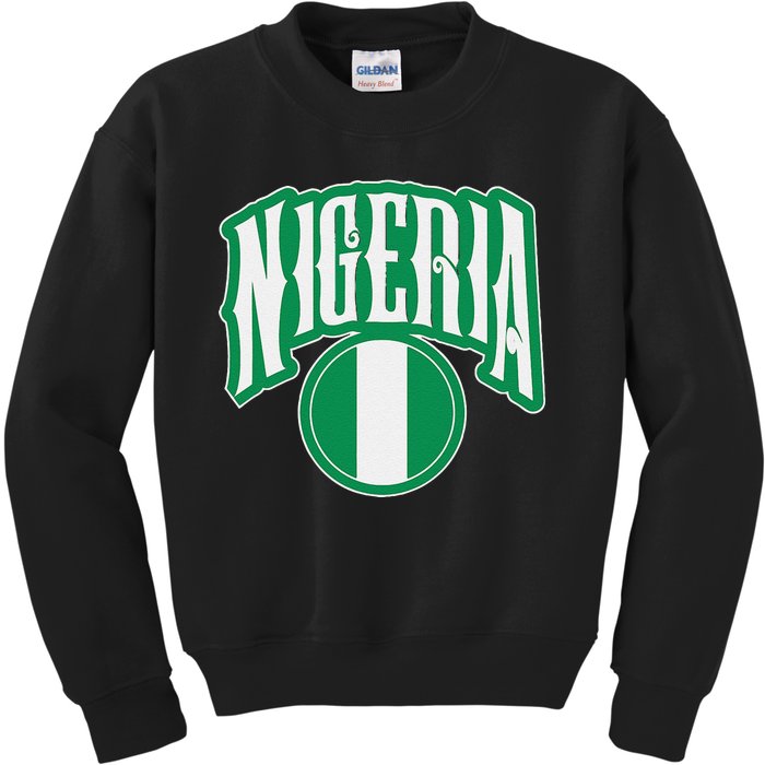 Love Nigeria With Nigerian Flag Inside A Circle Kids Sweatshirt