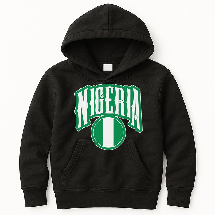 Love Nigeria With Nigerian Flag Inside A Circle Kids Hoodie