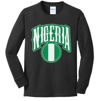 Love Nigeria With Nigerian Flag Inside A Circle Kids Long Sleeve Shirt