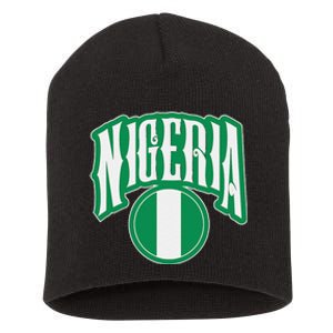 Love Nigeria With Nigerian Flag Inside A Circle Short Acrylic Beanie