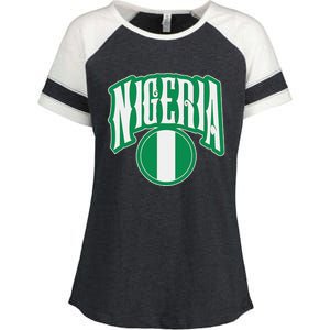 Love Nigeria With Nigerian Flag Inside A Circle Enza Ladies Jersey Colorblock Tee