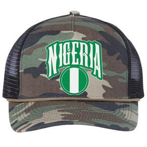 Love Nigeria With Nigerian Flag Inside A Circle Retro Rope Trucker Hat Cap