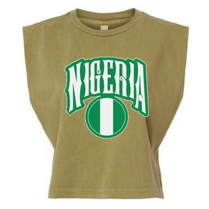 Love Nigeria With Nigerian Flag Inside A Circle Garment-Dyed Women's Muscle Tee