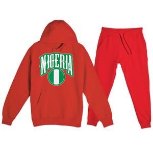 Love Nigeria With Nigerian Flag Inside A Circle Premium Hooded Sweatsuit Set