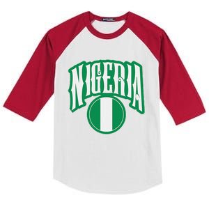 Love Nigeria With Nigerian Flag Inside A Circle Kids Colorblock Raglan Jersey