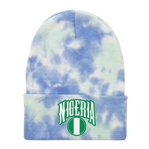 Love Nigeria With Nigerian Flag Inside A Circle Tie Dye 12in Knit Beanie