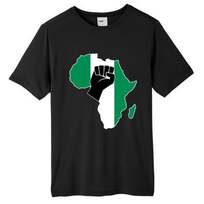 Love Nigeria With Nigerian Flag In Africa Map Raised Fist Tall Fusion ChromaSoft Performance T-Shirt