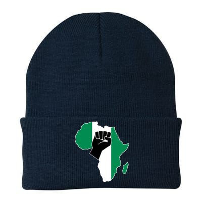 Love Nigeria With Nigerian Flag In Africa Map Raised Fist Knit Cap Winter Beanie