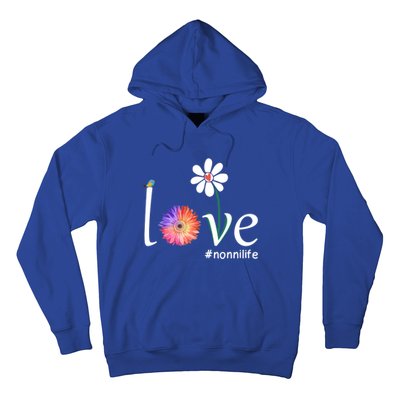 Love #Nonnilife Watercolor Flower Bird Grandma Mother's Day Gift Hoodie