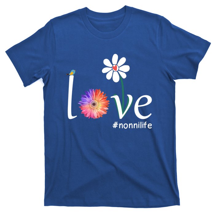 Love #Nonnilife Watercolor Flower Bird Grandma Mother's Day Gift T-Shirt