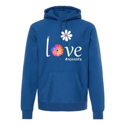 Love #Nonnilife Watercolor Flower Bird Grandma Mother's Day Gift Premium Hoodie