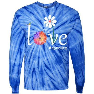 Love #Nonnilife Watercolor Flower Bird Grandma Mother's Day Gift Tie-Dye Long Sleeve Shirt