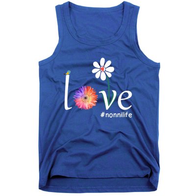 Love #Nonnilife Watercolor Flower Bird Grandma Mother's Day Gift Tank Top