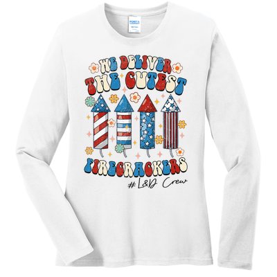 L&D Nurse We Deliver The Cutest Firecrackers 4th Of July Ladies Long Sleeve Shirt