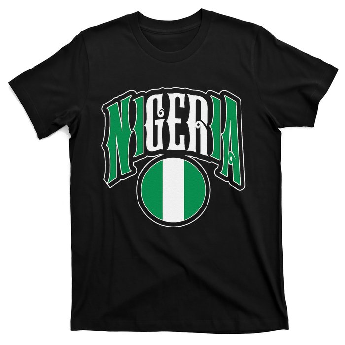 Love Nigeria With Nigerian Flag Inside A Circle T-Shirt