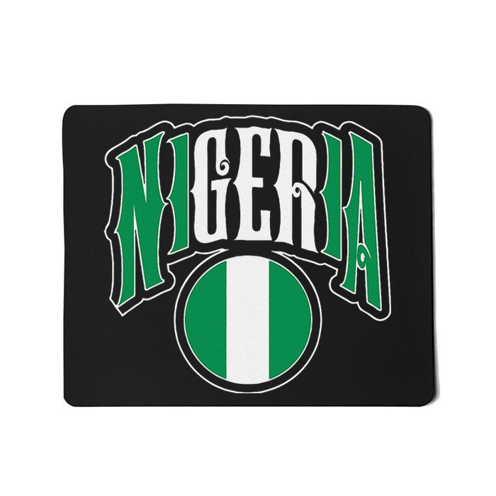 Love Nigeria With Nigerian Flag Inside A Circle Mousepad