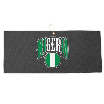 Love Nigeria With Nigerian Flag Inside A Circle Large Microfiber Waffle Golf Towel