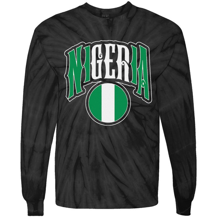 Love Nigeria With Nigerian Flag Inside A Circle Tie-Dye Long Sleeve Shirt