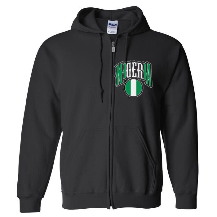 Love Nigeria With Nigerian Flag Inside A Circle Full Zip Hoodie