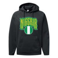 Love Nigeria With Nigerian Flag Inside A Circle Performance Fleece Hoodie