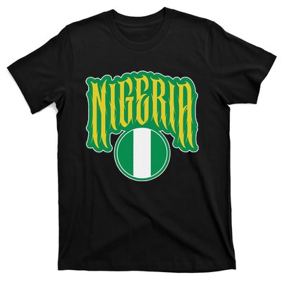 Love Nigeria With Nigerian Flag Inside A Circle T-Shirt