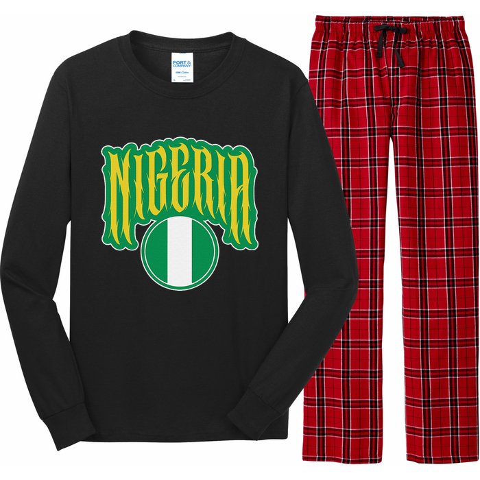 Love Nigeria With Nigerian Flag Inside A Circle Long Sleeve Pajama Set