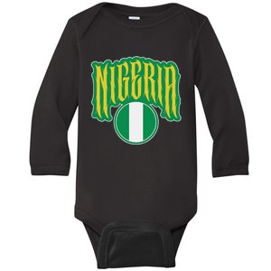 Love Nigeria With Nigerian Flag Inside A Circle Baby Long Sleeve Bodysuit