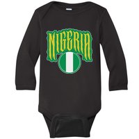 Love Nigeria With Nigerian Flag Inside A Circle Baby Long Sleeve Bodysuit