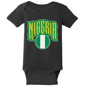 Love Nigeria With Nigerian Flag Inside A Circle Baby Bodysuit