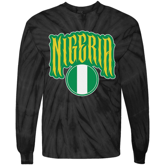 Love Nigeria With Nigerian Flag Inside A Circle Tie-Dye Long Sleeve Shirt