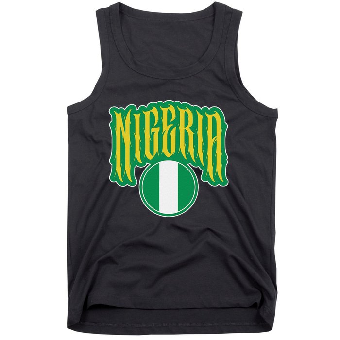 Love Nigeria With Nigerian Flag Inside A Circle Tank Top