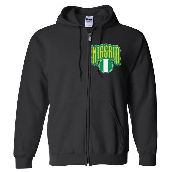 Love Nigeria With Nigerian Flag Inside A Circle Full Zip Hoodie