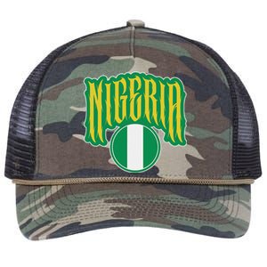 Love Nigeria With Nigerian Flag Inside A Circle Retro Rope Trucker Hat Cap