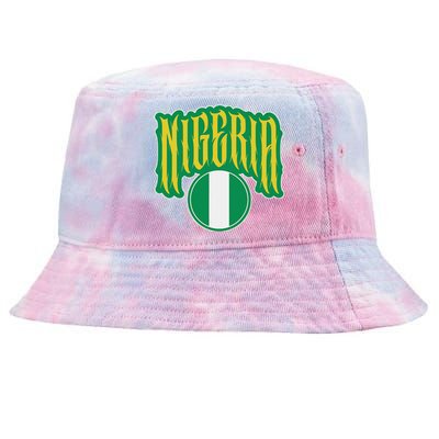 Love Nigeria With Nigerian Flag Inside A Circle Tie-Dyed Bucket Hat