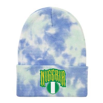 Love Nigeria With Nigerian Flag Inside A Circle Tie Dye 12in Knit Beanie