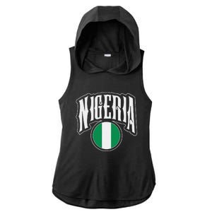 Love Nigeria With Nigerian Flag Inside A Circle Ladies PosiCharge Tri-Blend Wicking Draft Hoodie Tank