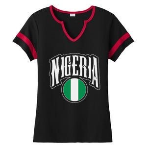 Love Nigeria With Nigerian Flag Inside A Circle Ladies Halftime Notch Neck Tee