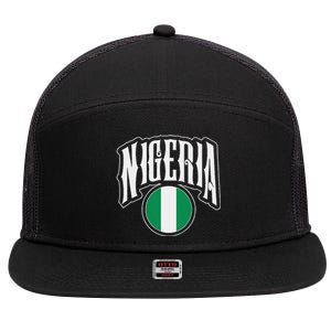 Love Nigeria With Nigerian Flag Inside A Circle 7 Panel Mesh Trucker Snapback Hat