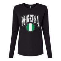 Love Nigeria With Nigerian Flag Inside A Circle Womens Cotton Relaxed Long Sleeve T-Shirt