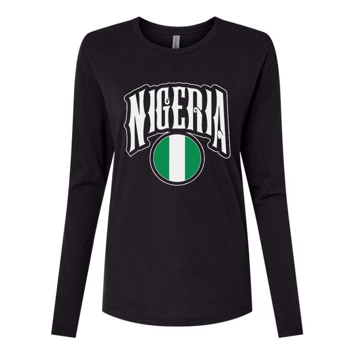 Love Nigeria With Nigerian Flag Inside A Circle Womens Cotton Relaxed Long Sleeve T-Shirt