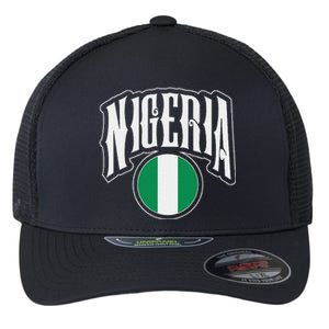 Love Nigeria With Nigerian Flag Inside A Circle Flexfit Unipanel Trucker Cap