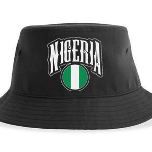 Love Nigeria With Nigerian Flag Inside A Circle Sustainable Bucket Hat