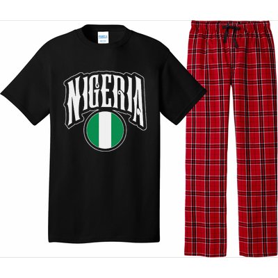 Love Nigeria With Nigerian Flag Inside A Circle Pajama Set