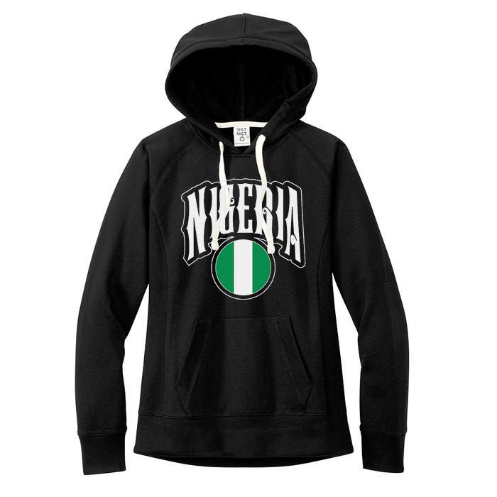 Love Nigeria With Nigerian Flag Inside A Circle Women's Fleece Hoodie