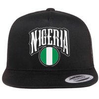 Love Nigeria With Nigerian Flag Inside A Circle Flat Bill Trucker Hat