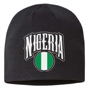 Love Nigeria With Nigerian Flag Inside A Circle Sustainable Beanie