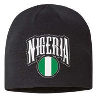 Love Nigeria With Nigerian Flag Inside A Circle Sustainable Beanie