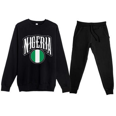 Love Nigeria With Nigerian Flag Inside A Circle Premium Crewneck Sweatsuit Set